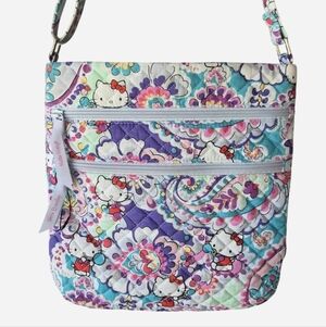 Vera Bradley Hello Kitty Paisley Floral Crossbody Bag Triple Zip Hipster Chic